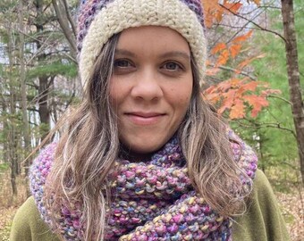 Knit Infinity Cowl Pattern, Beginner Super Bulky Scarf (PDF Pattern)