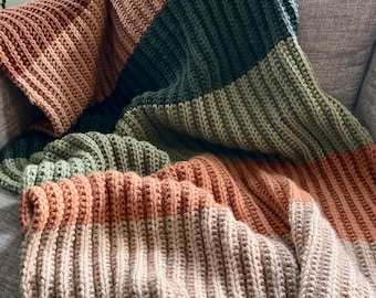 KNITTING PATTERN | Cozy Color Block Blanket PDF File | Knit Blanket Pattern | Knit Throw Blanket Pattern