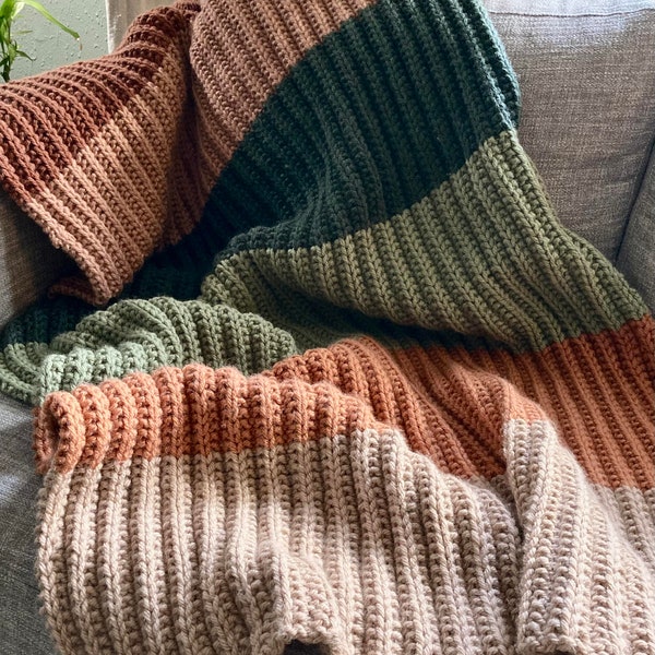 KNITTING PATTERN | Cozy Color Block Blanket PDF File | Knit Blanket Pattern | Knit Throw Blanket Pattern