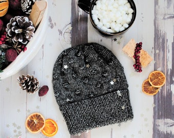 KNITTING PATTERN | Silver Bells Hat PDF File | Knit Hat Pattern | Bobble Knit Pattern | Women's Hat Pattern | Bobble Hat