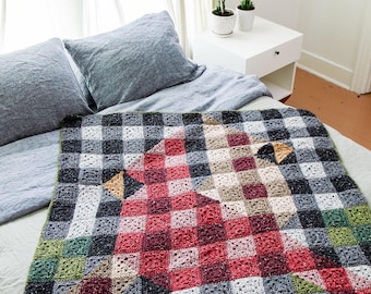 Crochet Cardinal Blanket Pattern, Granny Square Quilt (PDF Pattern)