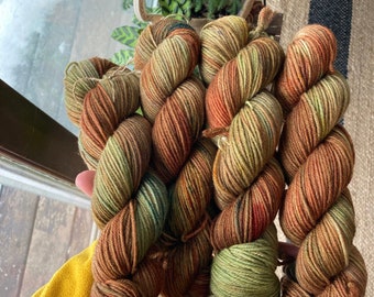 OOAK Woodsy Dye Dump | Hand dyed yarn | Indie dyed yarn | Superwash Yarn | Variegated Yarn