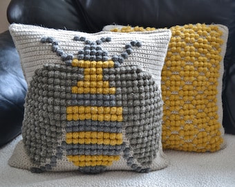 CROCHET PATTERN | Bumble Bee Throw Pillow PDF File | Crochet Pillow Pattern | Crochet for Home | Crochet Home Decor | Crochet Pattern