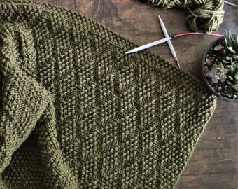 Textured Knit Blanket Pattern, Diamond of Virgo Design (PDF Pattern)