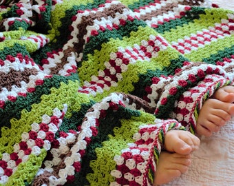 CROCHET PATTERN x Crochet Blanket Pattern, Christmas Crochet, Christmas Crochet Blanket, Granny Stripe Blanket, Merry Grinchmas Blanket
