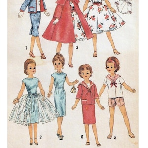 Patrón Vintage Simplicity 3252 para muñeca Revlon de 18 pulgadas.