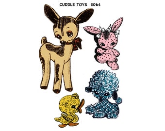 Vintage Cuddle Toys Pattern #3064 - PDF Download