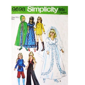 Vintage Simplicity 9698 Pattern for 15.5&quot; Velvet Doll- Clothes Pattern