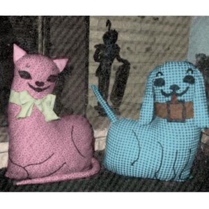 Vintage Gingham Dog and Calico Cat Pattern - PDF Download
