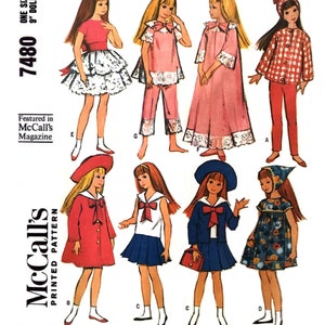 Vintage McCall&#39;s 7480 - 9&quot; Doll Clothes Pattern - PDF Download