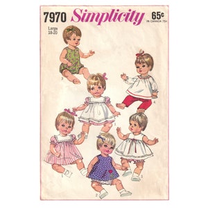 Vintage Simplicity Pattern 7970 for 18-20&quot; Baby Doll -  PDF Download
