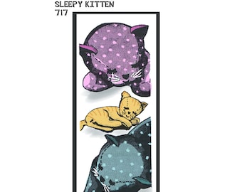 Vintage Sleepy Kitten Stuffed Toy Pattern -  PDF Download