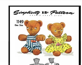 Vintage Simplicity 1149:  Boy & Girl Bears