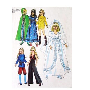 Molde vintage Simplicity 9698 para boneca de veludo de 15,5 polegadas - Molde para roupas
