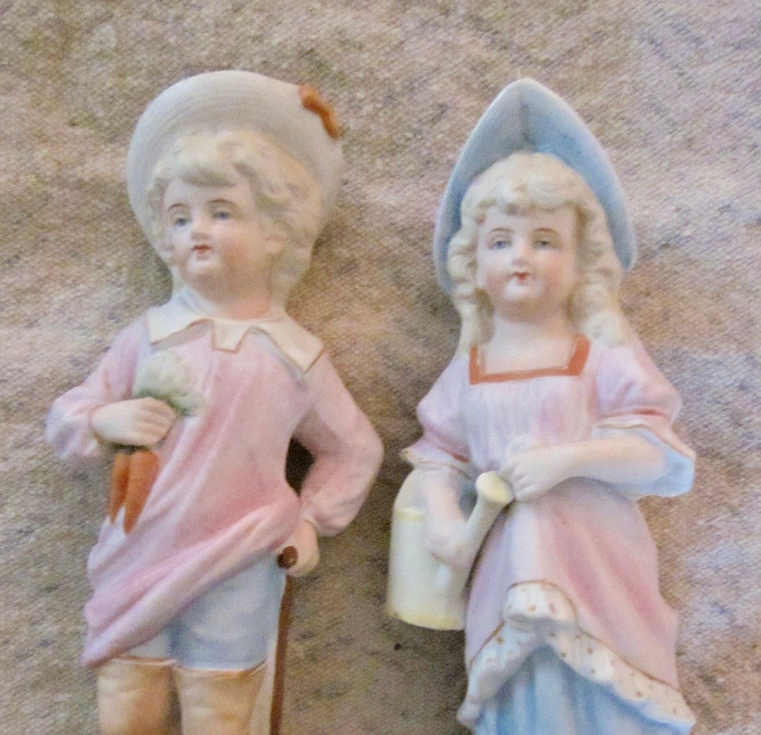 Vintage Ceramic/porcelain Figurines Boy & Girl 9tall Etsy