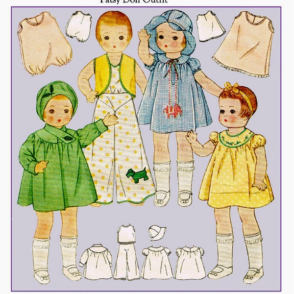 Mccall 1918 14" Patsy Doll Clothes Pattern PDF