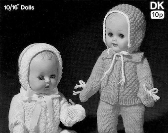 Vintage Sirdar Doll Clothes Knitting Pattern 5548: Fits 10, 12, 14& 16 Inch Doll - PDF Download