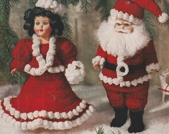 Vintage Crochet Doll Clothes Patterns: Mr. Santa Claus & Mary Christmas