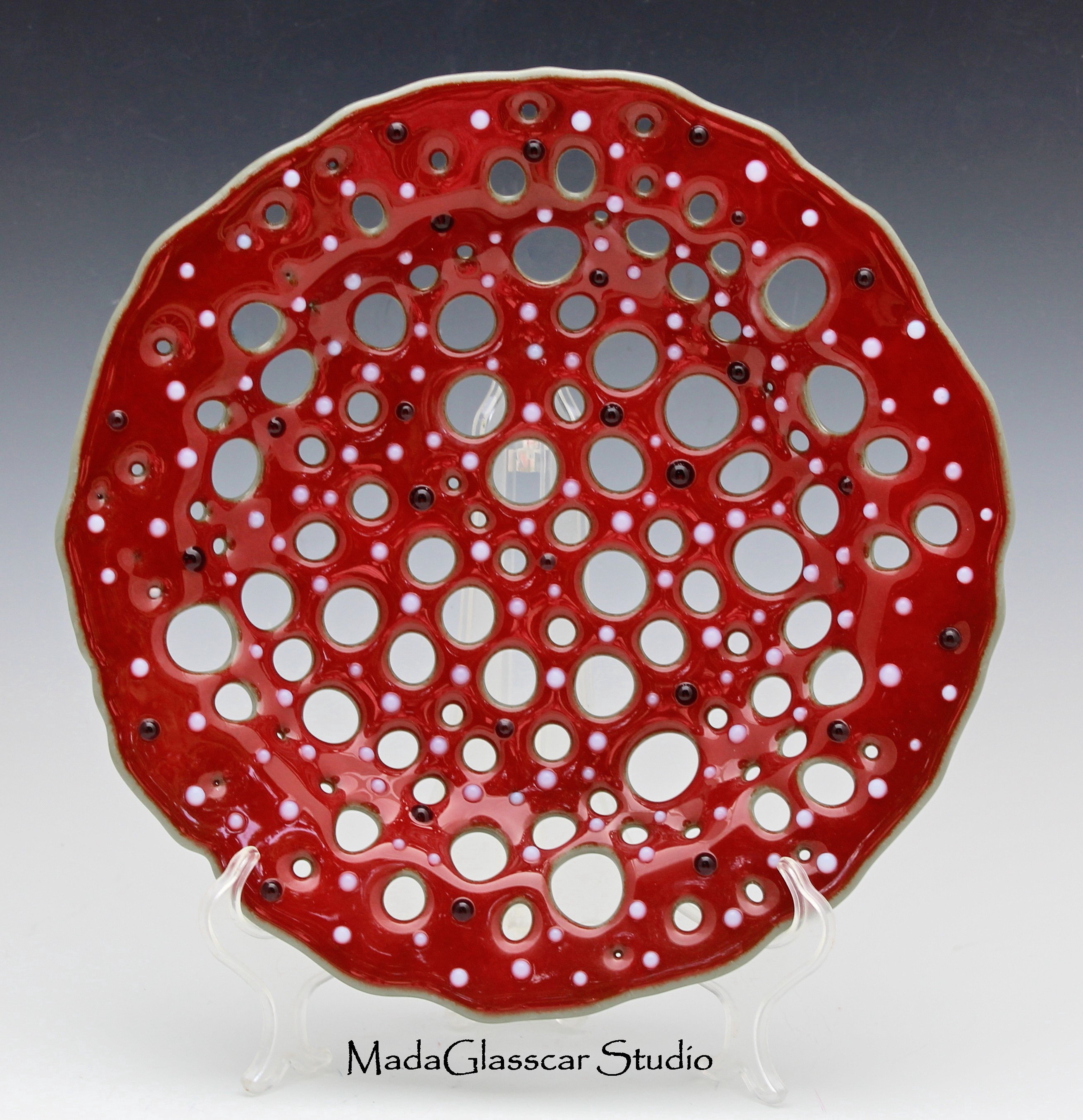 Marine Red Fused Glass Bowl