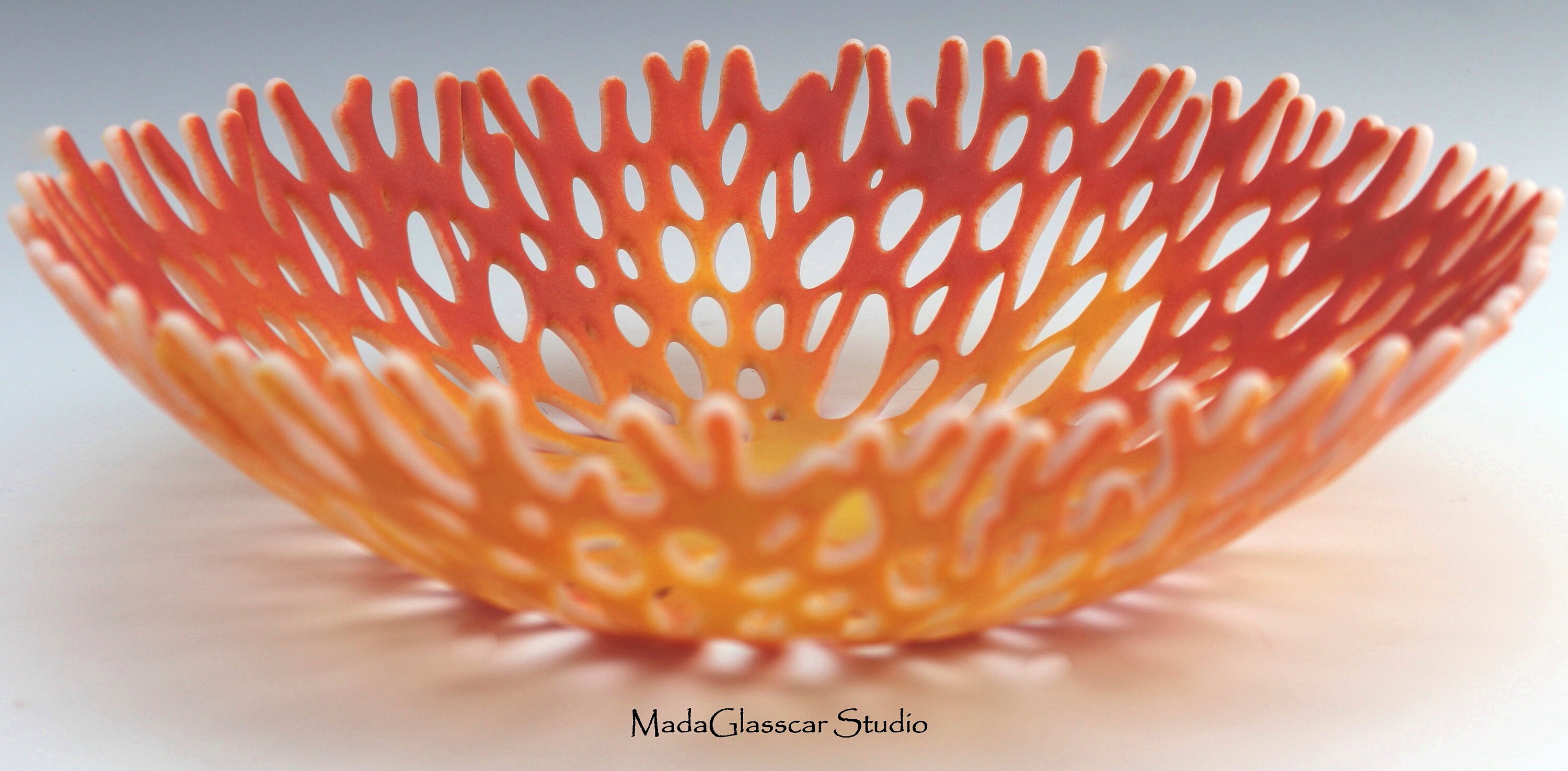 Sunset Coral Fused Glass Bowl