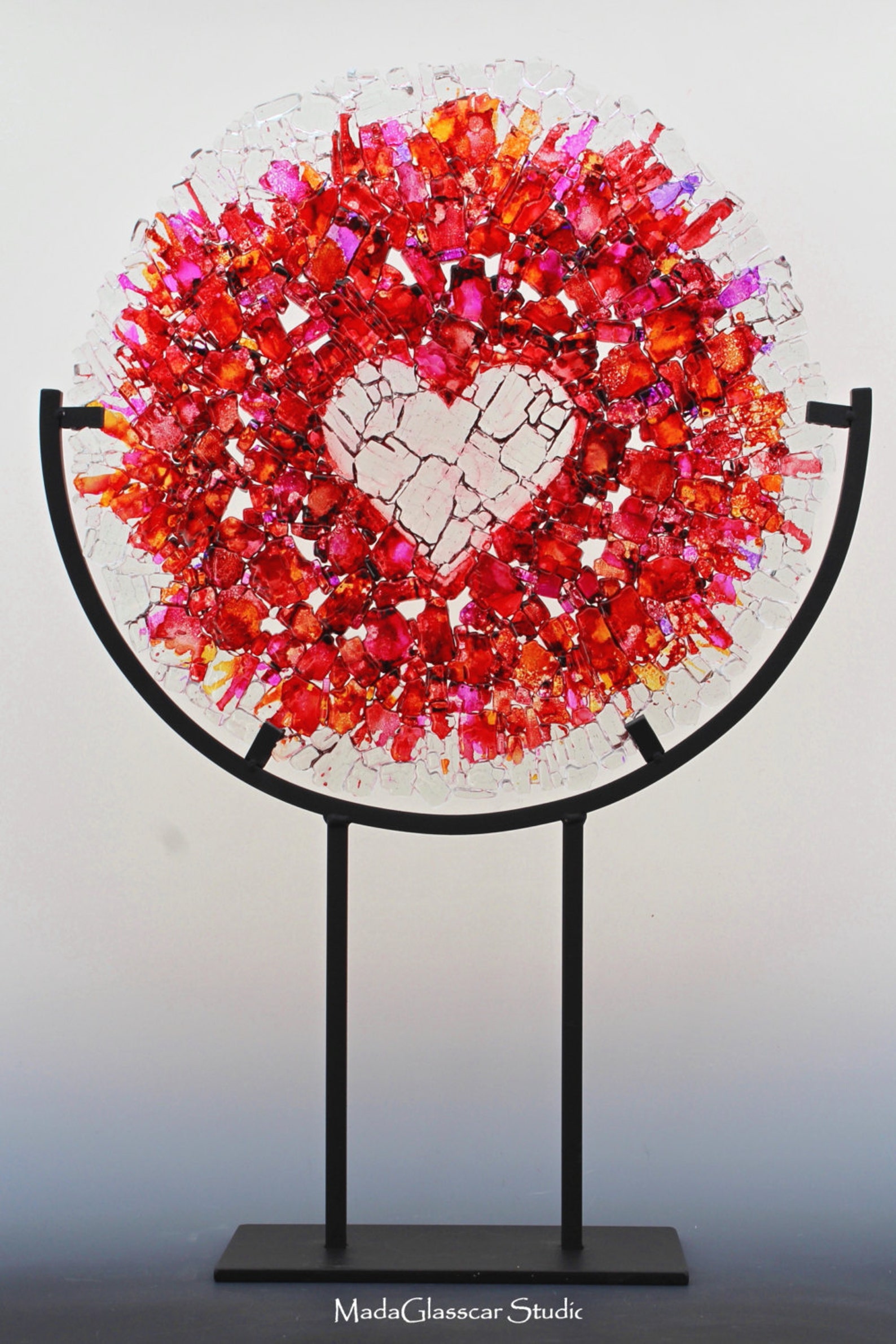 Random Heart Fused Glass Table Top Suncatcher Etsy