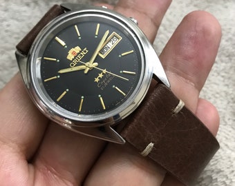 Jewellery Watches Wrist Watches Mens Wrist Watches automatic watch orient 3 star crystal vintage men day date 21 Jewels fine condition dial wrist watch Cal.46941 