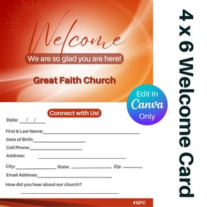 Welcome Card Template | Connect Card | Church Connect | Template | Church Supplies