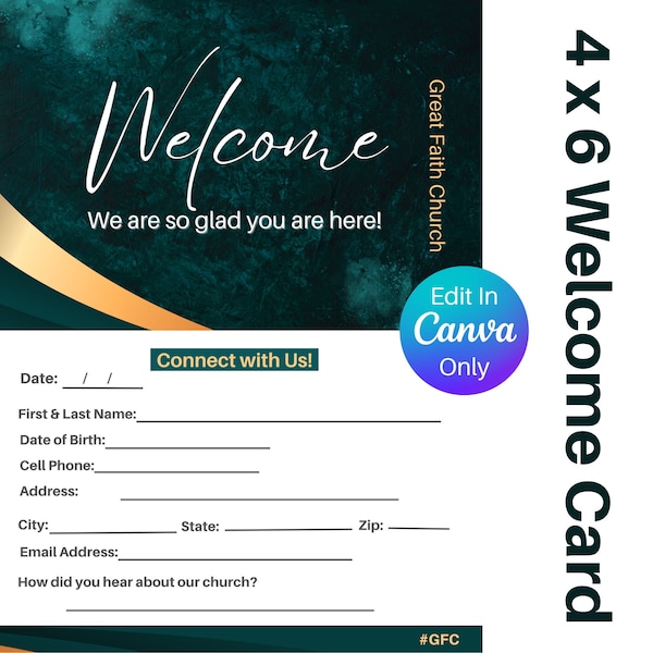 Church Welcome Card Etsy