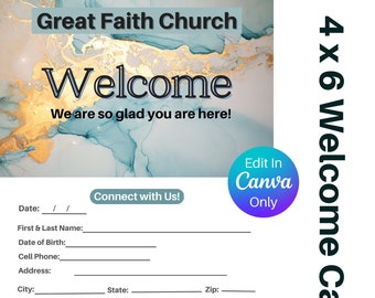 Welcome Card Template | Connect Card | Church Connect | Template | Church Supplies