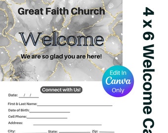 Welcome Card Template | Connect Card | Church Connect | Template | Church Supplies