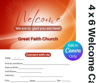 Welcome Card Template | Connect Card | Church Connect | Template | Church Supplies