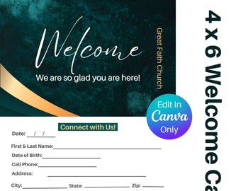 Welcome Card Template | Connect Card | Church Connect| Template