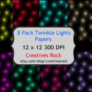 Twinkle Light Digital Paper, Neon, Paper pack, Instant download,Background, Scrapbook, Stars