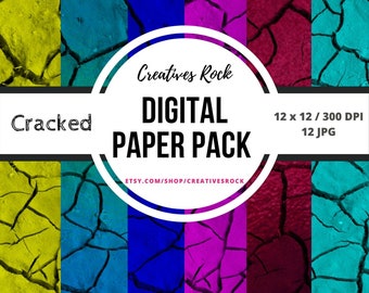 12 Cracked Paper Pack, 12 x 12 Printable | Instant download,Background, Scrapbook
