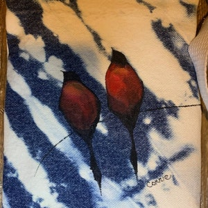 Hand Painted Denim Purse, Handmade Purse; Upcycled/Recycled Handpainted Blue Jean Crossbody Bag