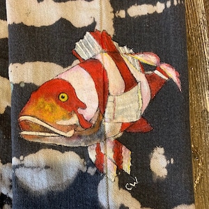 CLEARANCE - Painted Jeans - Hand Painted Clown Fish on Denim Jeans - Women&#39;s Jeans - Recycled/Upcycled - Size 4
