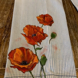 Painted Jeans - Hand Painted Poppies on Jeans - Floral Jeans - Size 10P