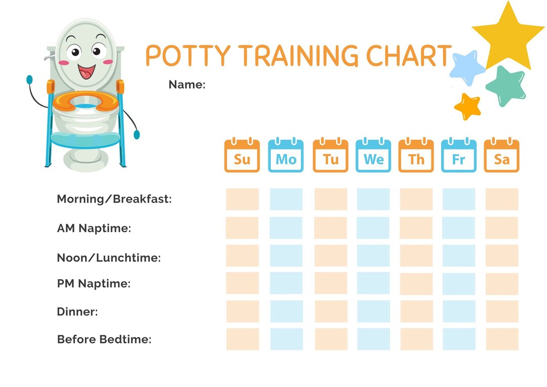 Potty Training Chart for Kids and Parents Weekly Planner Etsy