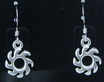 Silver Sun Earrings on Sterling Silver Ear Wires, Celestial Jewelry, Solar Earrings