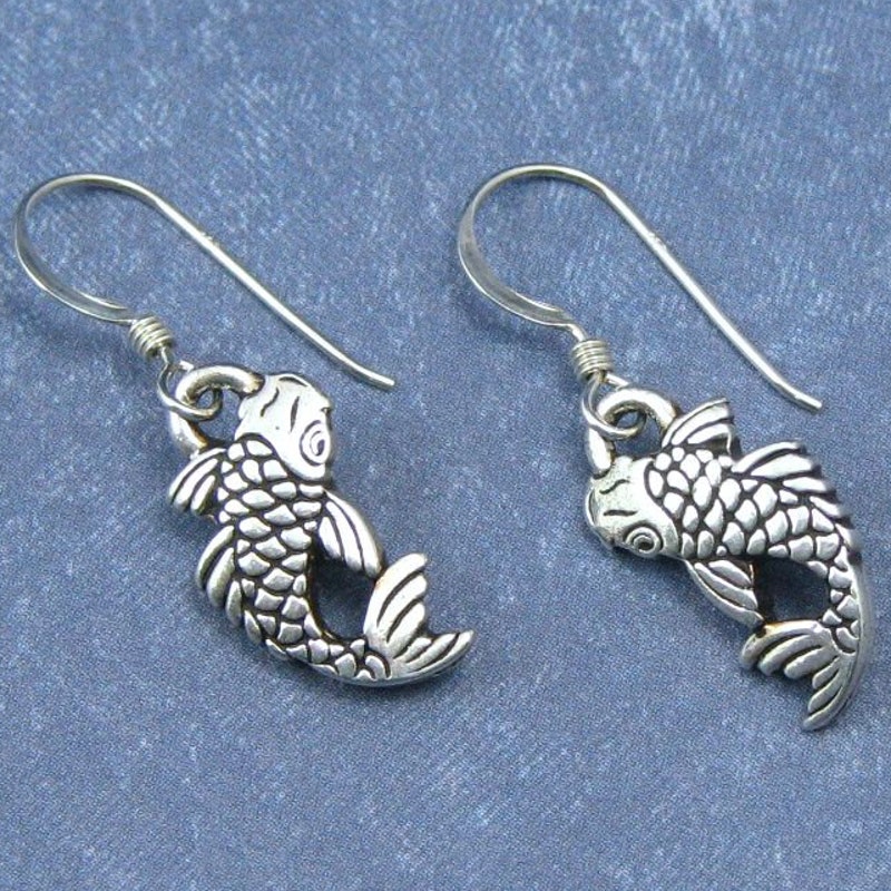 Women Vintage Enamel Koi Sliver Earrings