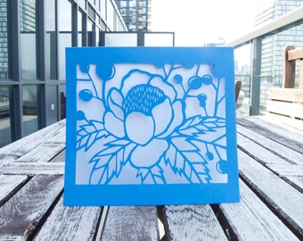 BLUE colour, handmade card, handcut card, colourful card, greeting cards, beautiful card, blank card, flower card, blue