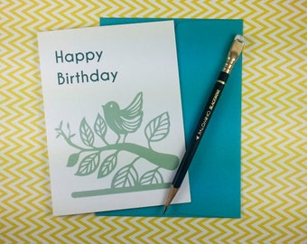 thank you card handmade card note card greeting card Birthday 7-Green Birdy Handmade, funny card, blank card, cute card, birthday, thank you