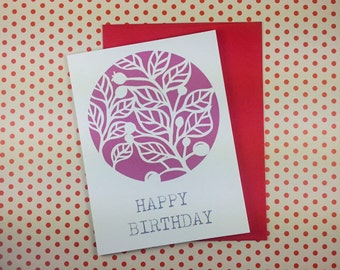 thank you card handmade card note card greeting card Pink Round-Birthday 5 Handmade, funny card, blank card, cute card, birthday, thank you