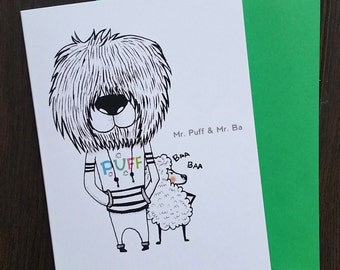 dog lover,handmade card, colourful card, greeting cards, funny card, blank card, English Old Sheepdog