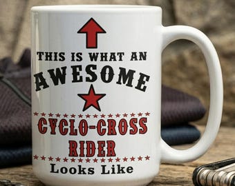 Cyclo-Cross Rider Mug, Awesome Cyclocross Biker Cup, Off Road Bicycle Cycling Drinkware, Funny Gravel Bike Coach Birthday Present, Teacup