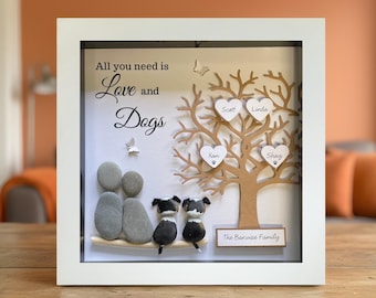 Personalised Pebble Art for Pet Owners: Custom Dog Family Portrait, Adoption Gift, Housewarming Frame