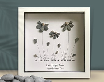 Retirement gift, Pebble Art Flower, Picture, leaving gift, Mum, vegan gift, thank you, pebble flower, unique gift, retirement women
