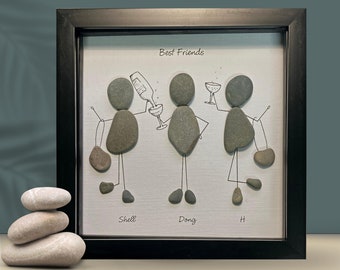 Personalised Pebble Art Friends Picture