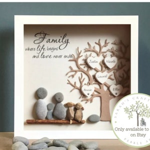 Pebble Art Family Tree picture Personalized gifts for Family. Birthday gift, Wedding Anniversary, Adoption, New Home gift, unique gift. image 9