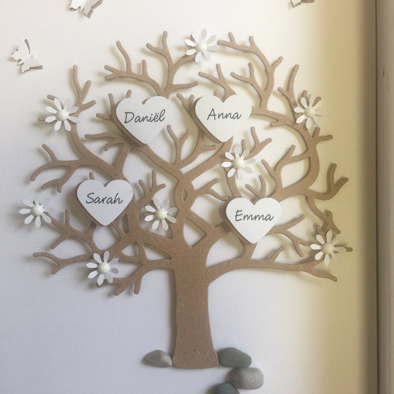 Pebble Art Family Tree Gallery wall home decor hand made to order unique Wedding gift personalised /& customised to the couple family 33cm